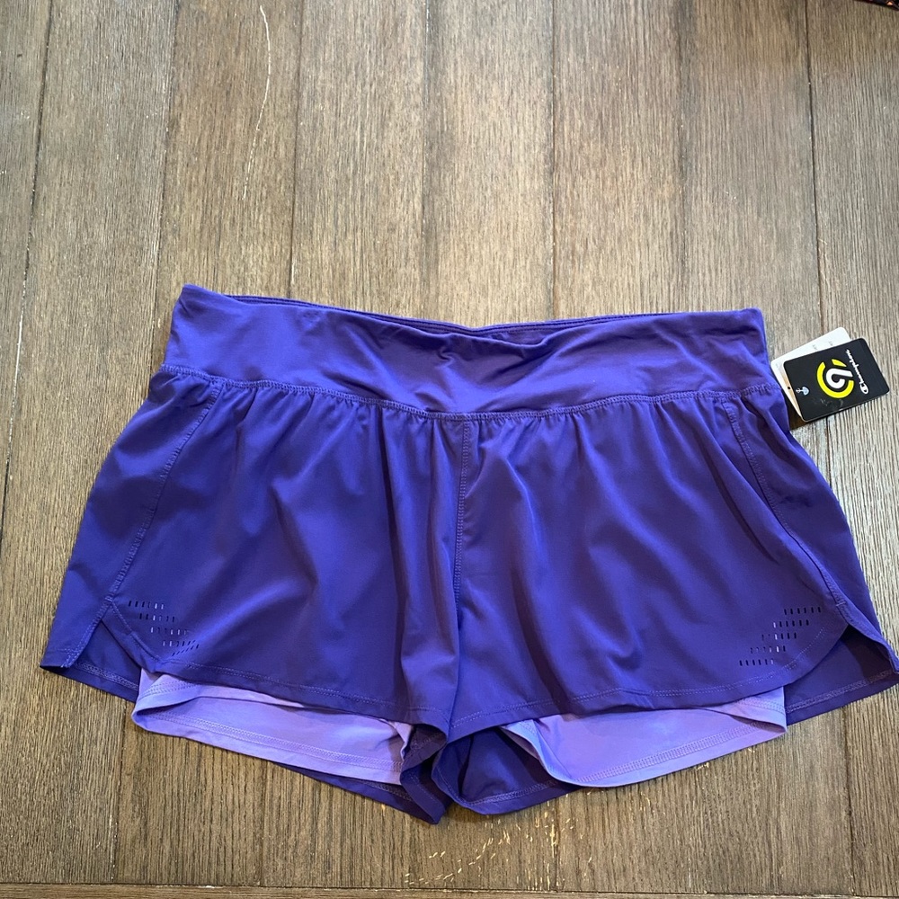C9 Champion Duo Dri Purple Athletic Shorts w/ stretch shorts underneath Sz XXL